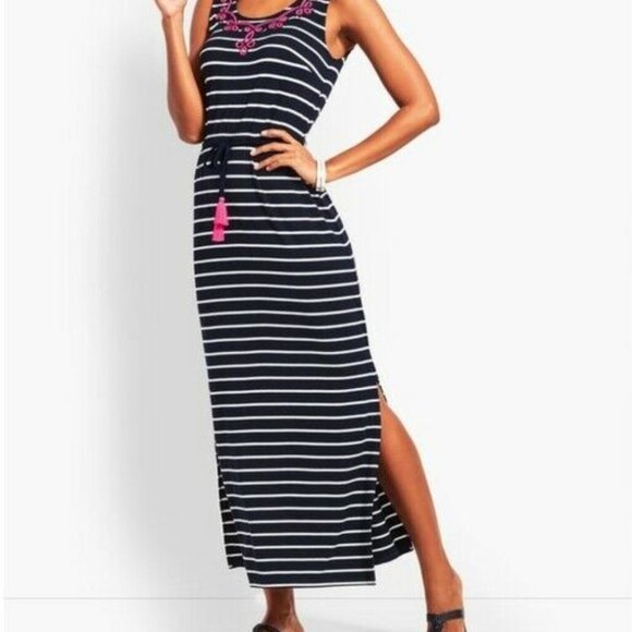 Talbots Dresses & Skirts - TALBOTS Black White Pink Long Elastic Summer Dress